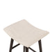 Natural linen counter stool seat cushion, stitched texture, on dark wood base