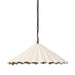 Fiorella 34-inch scalloped cream canvas pendant light with antiqued brass interior 