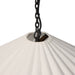 Fiorella 34-inch scalloped cream canvas pendant light with antiqued brass interior stitching detail with black chain