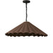 Fiorella 34-inch scalloped espresso brown canvas pendant light with antiqued brass interior  cotton detail