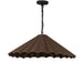 Fiorella 34-inch scalloped espresso brown canvas pendant light with antiqued brass interior 