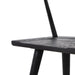 Black oak counter stool seat edge detail with tapered legs and lower support bar