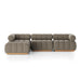 Outdoor 3-piece sectional sofa in Alessi Fawn with cushioned chaise ends and tufted seat back