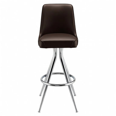 Front view Fudge Brown Modern Camden bucket swivel bar stool featuring a smooth scooped seat and a clean minimalist metal frame for ergonomic comfort