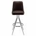 Front view Fudge Brown Modern Camden bucket swivel bar stool featuring a smooth scooped seat and a clean minimalist metal frame for ergonomic comfort