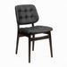 Sutton side chair with dark button-tufted cushion seat and dark brown wood frame