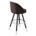 Fudge Brown Channeled King bar stool featuring pronounced vertical channeling and a deeply padded upholstered seat with a sturdy black metal frame