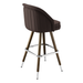 Fudge Brown Channeled King bar stool featuring pronounced vertical channeling and a deeply padded upholstered seat with a sturdy wood metal frame