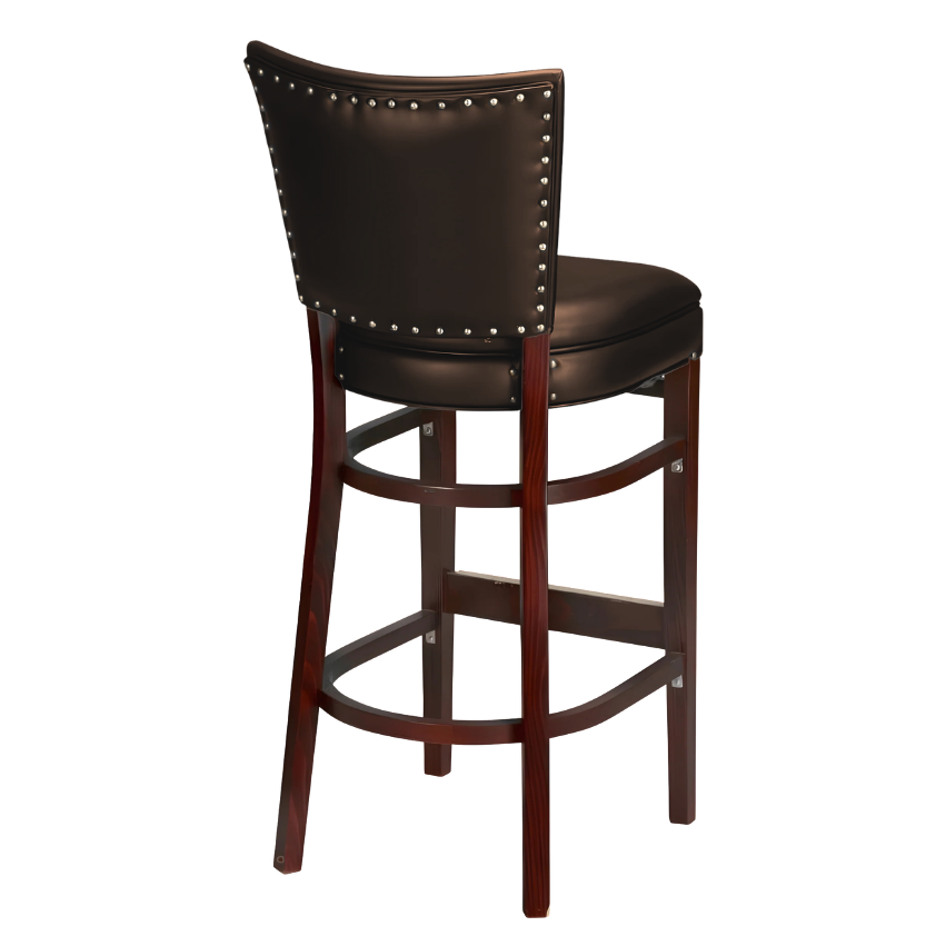 Fudge Brown Compact modern bar stool featuring a tailored padded seat and a slim architectural wood frame with contract-grade durability