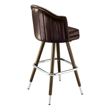 Fudge Brown Dublin Deluxe channel bar stool featuring deep vertical channeling and a refined upholstered seat with a sturdy wood metal frame