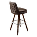 Fudge Brown Hamilton nailhead bar stool featuring button tufting and a 90-degree auto-return wood swivel base with metallic nailhead trim