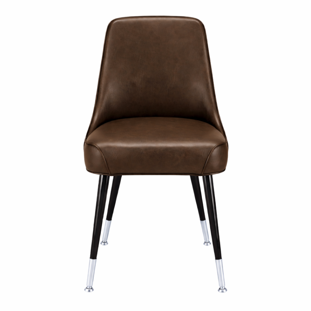 Fudge Brown Harrington Club Chair by Social Design Supply Co: A modern scooped-seat lounge chair with smooth contours and contract-grade upholstery for hospitality environments
