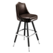 Fudge Brown Kensington Crown bar stool featuring a softly arched backrest and a cushioned upholstered seat with a steady black metal frame