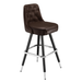 Fudge Brown Monroe Tufted bar stool featuring classic button tufting and a 90-degree auto-return black metal swivel base with performance upholstery