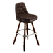Fudge Brown Monroe Tufted bar stool featuring classic button tufting and a 90-degree auto-return wood swivel base with performance upholstery