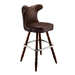 Fudge Brown Silverado cowboy bar stool featuring a softly cushioned upholstered seat and a polished wood frame with Western-inspired lines