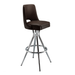 Fudge Brown Sterling Bar Stool with a curved upholstered backrest, padded seat, and a sleek chrome frame with a footrest