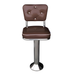 Fudge Brown Vanellope bolted chrome  bar stool featuring smooth performance upholstery and a permanent floor-mounted metal base for refined stability
