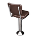 Fudge Brown back Vanellope bolted chrome  bar stool featuring smooth performance upholstery and a permanent floor-mounted metal base for refined stability