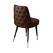 Fudge Brown tufted modern Club Chair featuring a low-slung performance upholstery seat and black silver metal legs