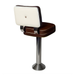 Fudge Tufted square retro modern bar stool featuring performance upholstery seat and buttons with silver metal stand