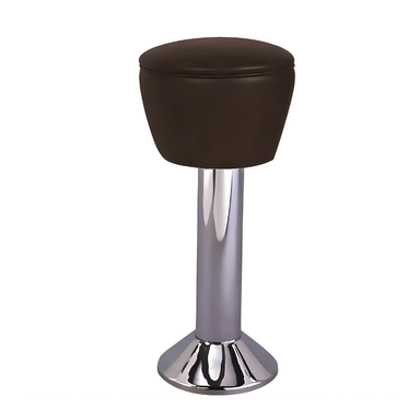 Fudge brown Regent bolted bar stool featuring a gentle upholstered seat and a permanent floor-mounted chrome base for dependable stability