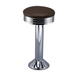 Fudge brown chrome Wentworth bolted bar stool featuring a minimal modern seat and a permanent floor-mounted metal base for enduring stability