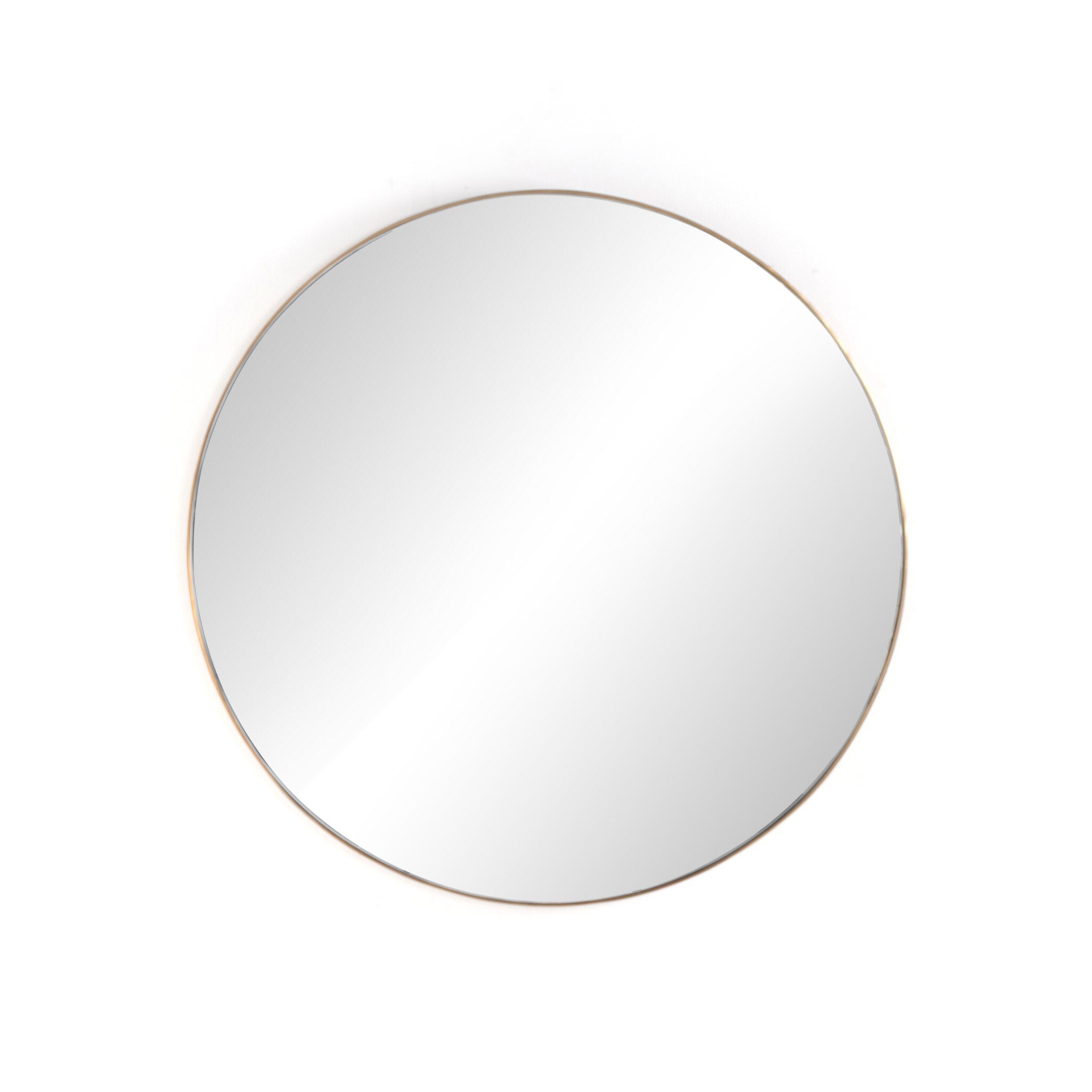 Georgina 47-inch oversized round mirror with a slender polished brass aluminum frame