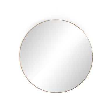 Georgina 47-inch oversized round mirror with a slender polished brass aluminum frame