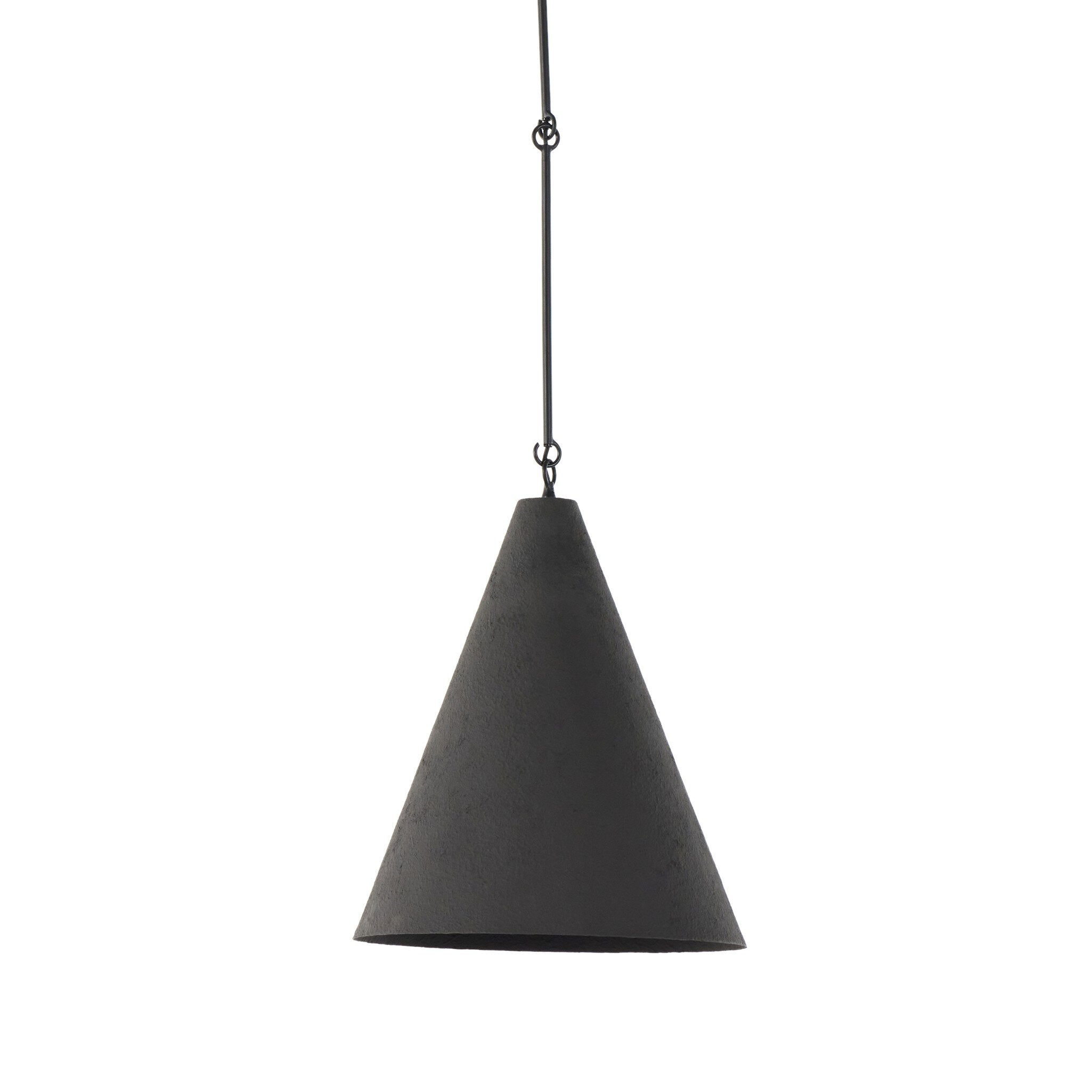 Grazia matte black plaster pendant light with antiqued iron hardware 