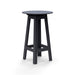 Charcoal grey round bar table with angled legs and cutout frame design