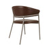 Arlo arm chair with brown leather-look seat and back, light gray legs