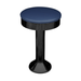 Hawthorne Bolted Floor-Mounted Counter Stool with a smooth round navy blue vinyl seat and a black pedestal base