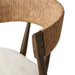 Inner Curved Close-up Detail Buxton Bar Counter Stool in solid ash with a hand-wrapped paper rush backrest