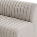 Inner detail Center Custom Augustine dining banquette in Orly Natural neutral performance fabric with high-back tufted.