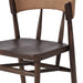 Inner detail A solid oak dining chair with a paper rush wrapped detail on the back, tapered legs, and a dark finish.