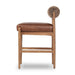 Jazelle Armless Bar Counter Stool Shearling Bolster Back and Oak Wood Frame with Brown Leather Seating Design Idea Retro Mid Century Modern Angle View Side