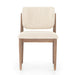 Joren Dining Chair in pecan-finished nettlewood with creamy taupe upholstered seat, mid-century modern hospitality seating
