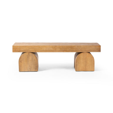 Keane Bench in Toasted Acacia wood with a hand-woven natural cane seat and backrest