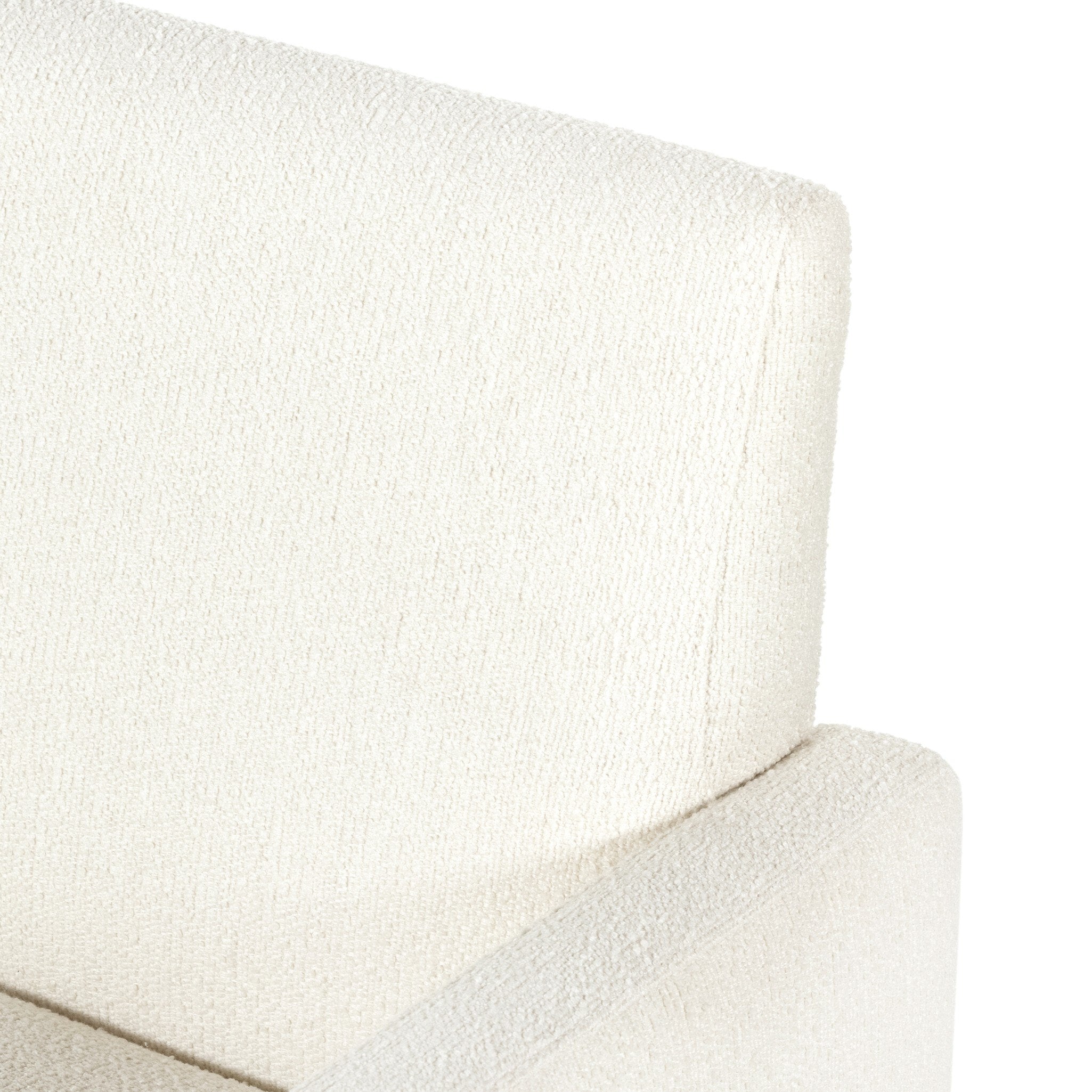 Close-up of a textured white chair backrest on a white background