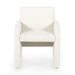 Plush Soft Kima Dining Chair Front Contemporary Modern White Chair with Detailed Fabric on White Background