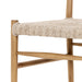 Legs detail Lomas Outdoor Dining Chair in Vintage White woven wicker with a tapered natural teak frame