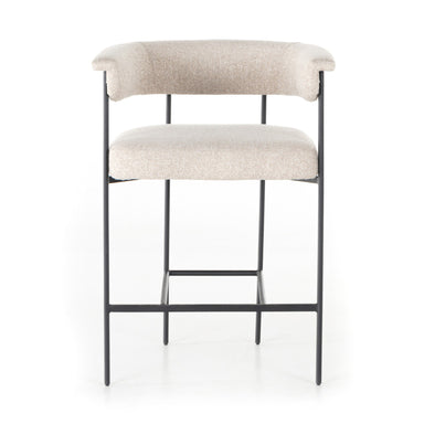 Light Camel Modern industrial dining counter stool featuring a slim architectural metal base for hospitality