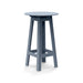 Slate blue round bar table with angled legs and open-frame cutouts
