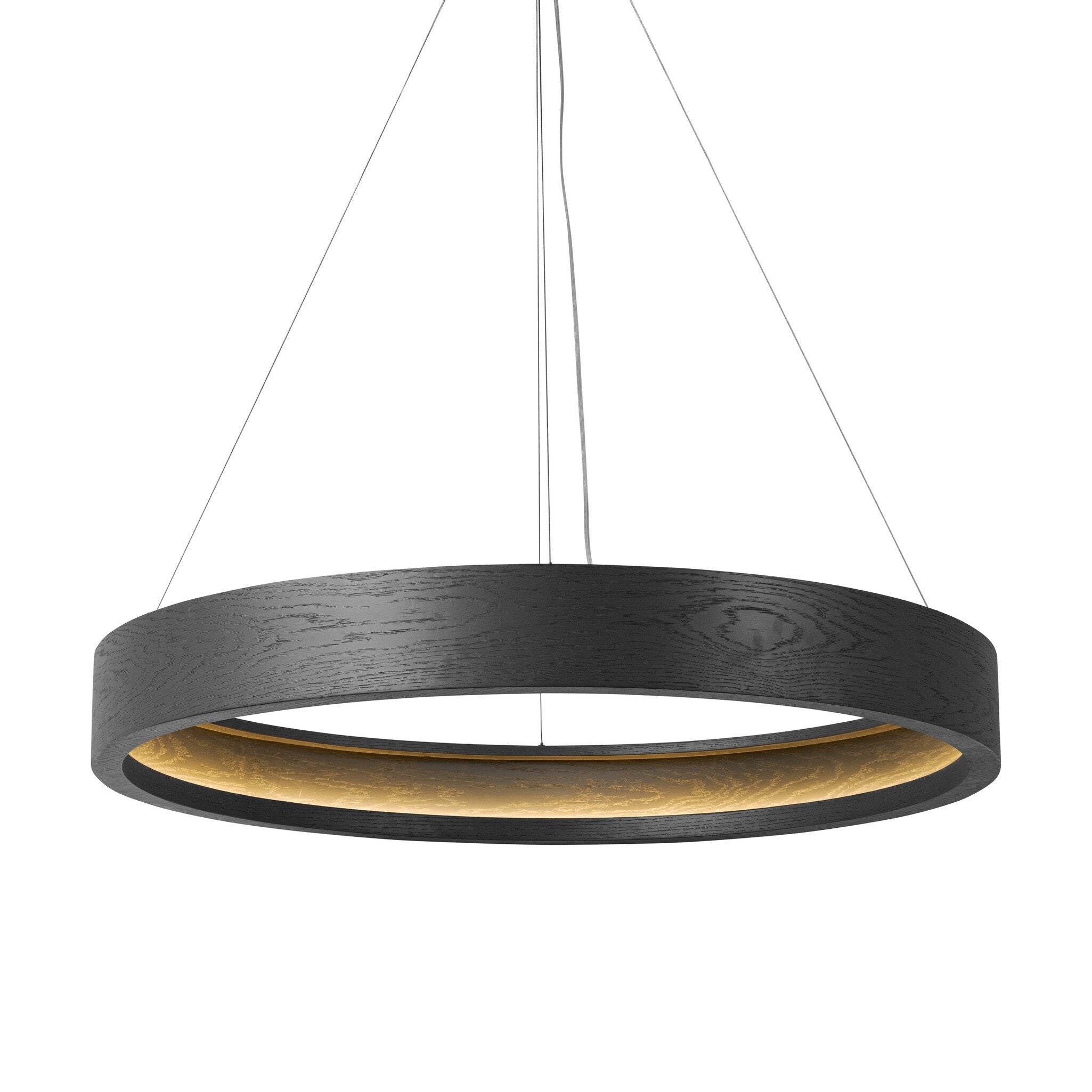 Lighting Baum Chandelier with a rounded dark-finished frame and bronzed stainless steel suspension