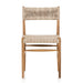 Lomas Outdoor Dining Chair in Vintage White woven wicker with a tapered natural teak frame
