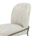 Light gray bar stool backrest with upholstered fabric and dark metal trim