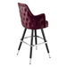 Maroon Rouge Chester high back bar stool featuring deep button tufting and a tall upholstered backrest with a slim black metal frame