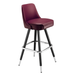 Rouge bar stool with padded seat, black metal legs, and chrome footrest