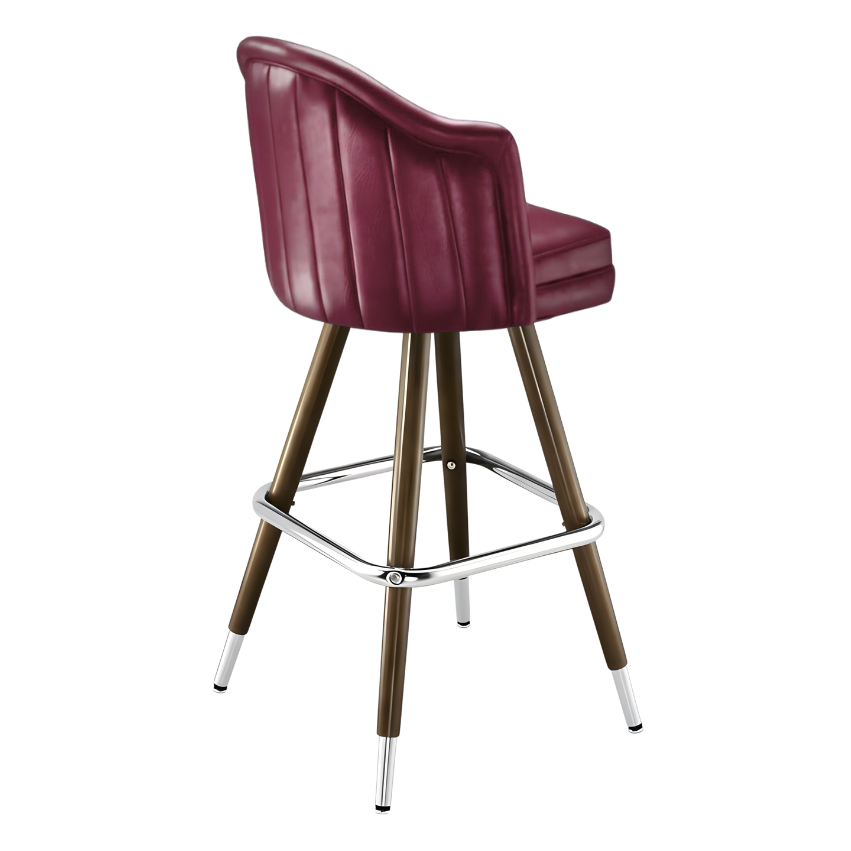 Maroon Rouge Dublin Deluxe channel bar stool featuring deep vertical channeling and a refined upholstered seat with a sturdy wood metal frame